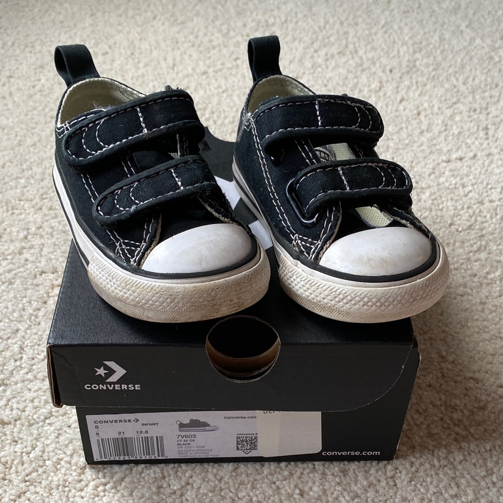 Converse Kids Black and White Velcro Sneakers